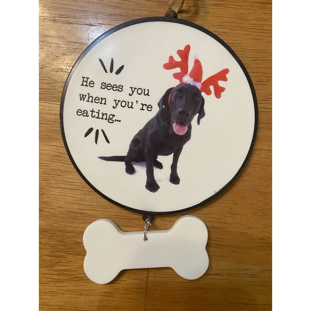 Black Labrador Dog Pet  Humorous Christmas Tree Ornament EUC‎